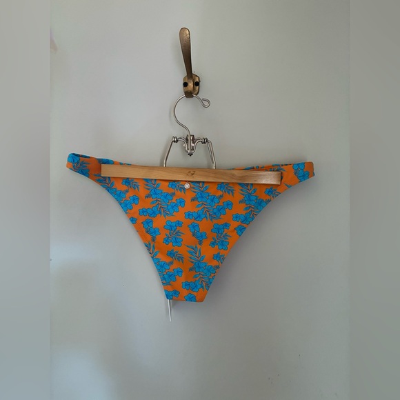 Rhythm Viva Tropical Orange Floral Print Triangle Bikini Bottoms Size XL - Picture 2 of 5